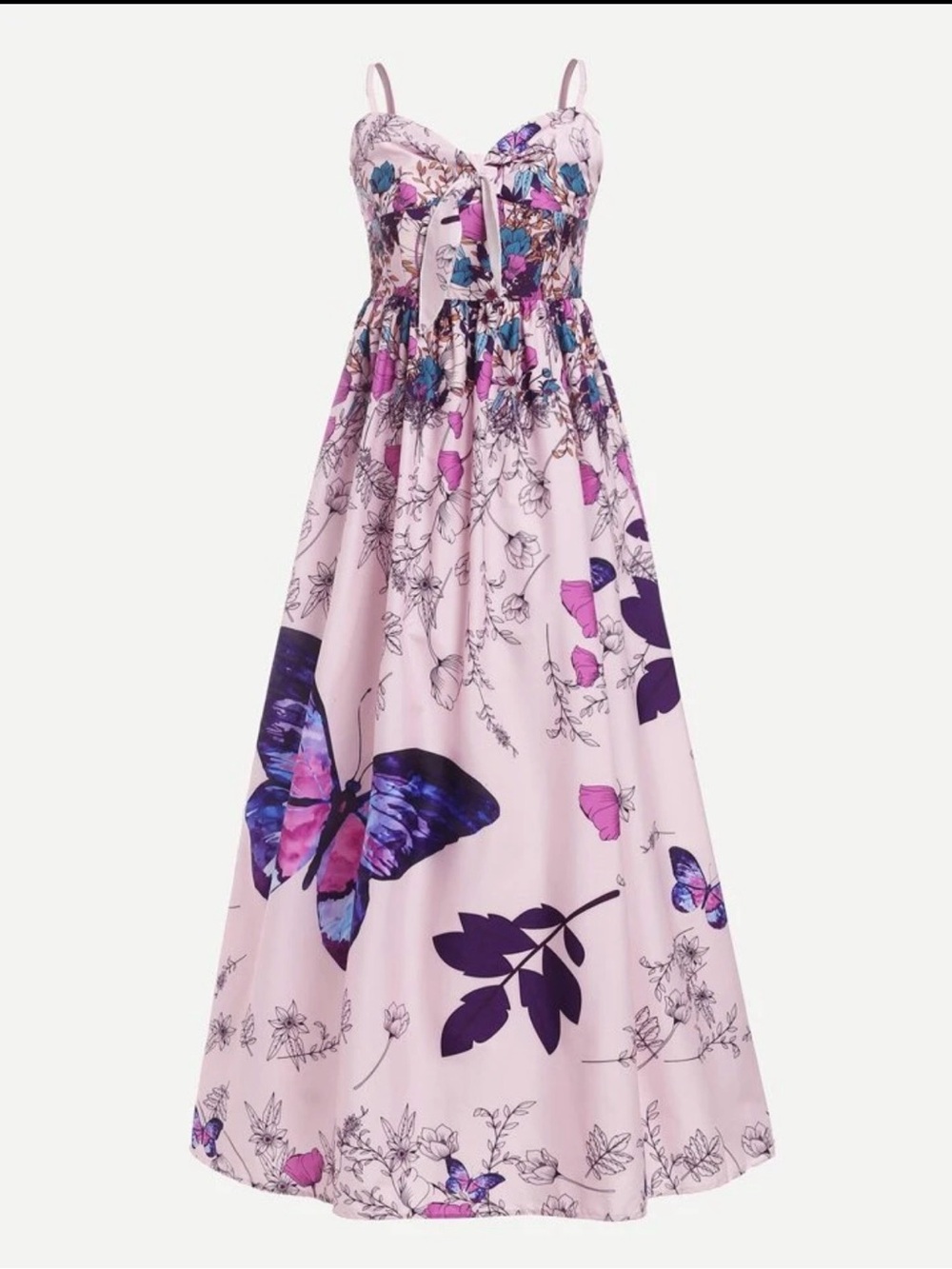 Shein - Front Knot Maxi Butterfly Dress